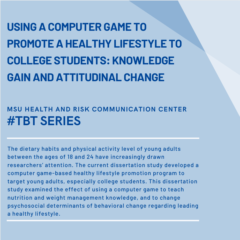 Using a Computer Game to Promote a Healthy Lifestyle to College Students: Knowledge Gain and Attitudinal Change