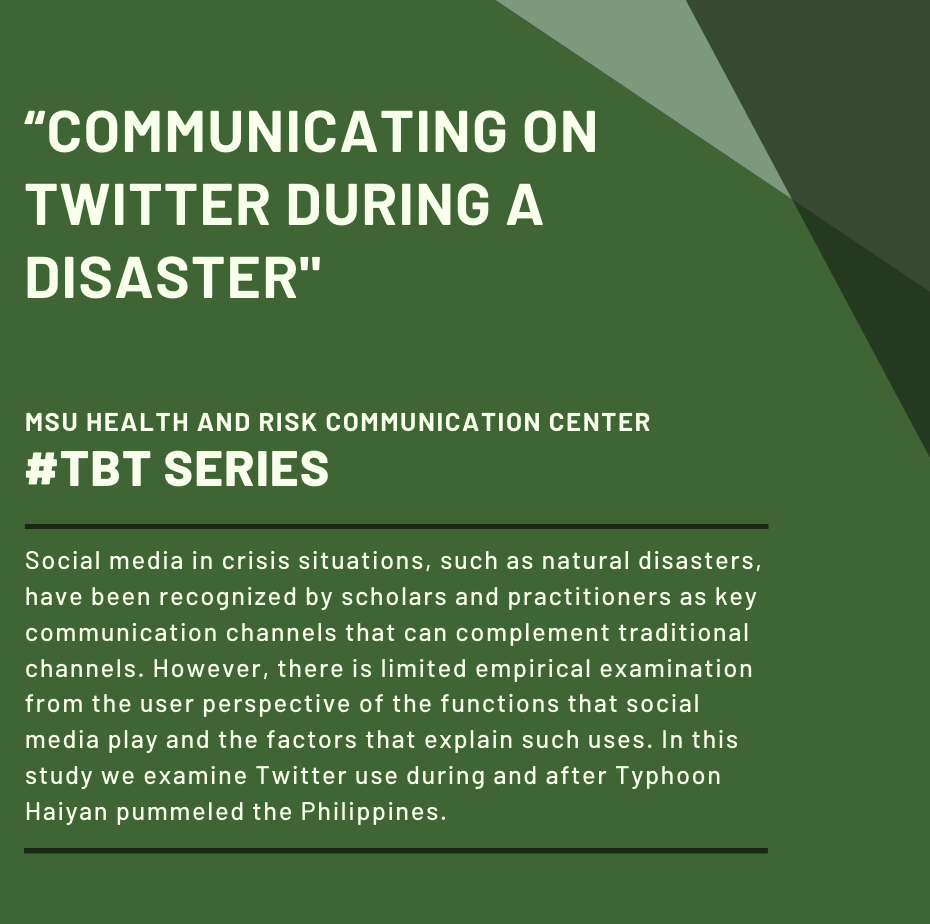 Communicating on Twitter During a Disaster