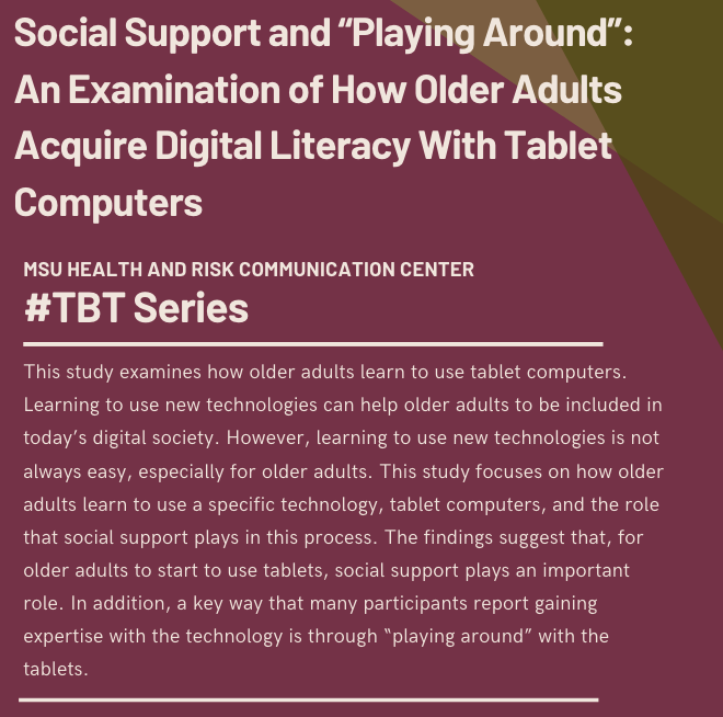 Social Support and "Playing Around": An Examination of How Older Adults Acquire Digital Literacy With Tablet Computers