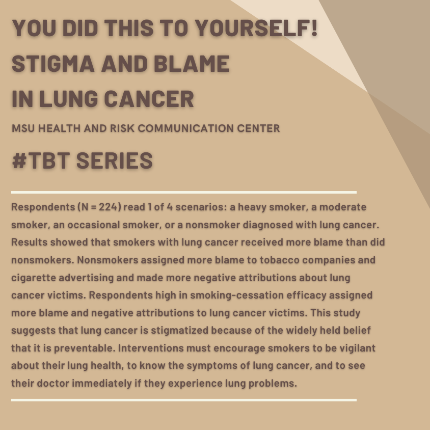 You Did This to Yourself! Stigma and Blame in Lung Cancer